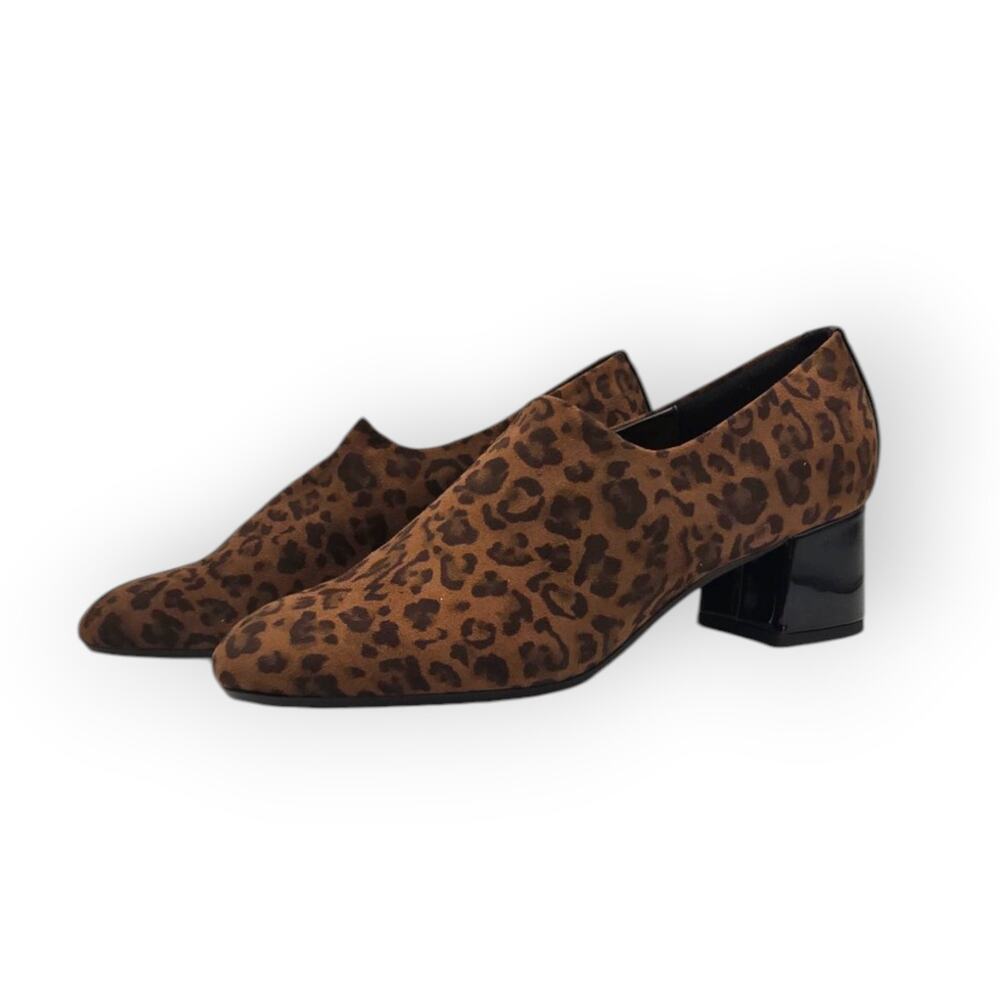 Easy Spirit Denisa Leopard Print Block Heel Pumps 9M Brown eFlex Comfort